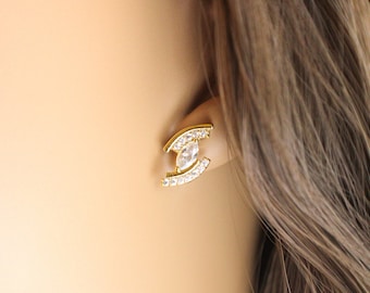 Gold Evil Eye Earrings, Evil Eye Stud Earrings, Protection Earrings, Minimalist Earrings, Gold Plated Stud Earrings