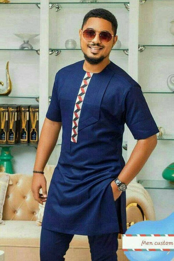 Navy Blue Suit African Men's Clothing African Men | Etsy