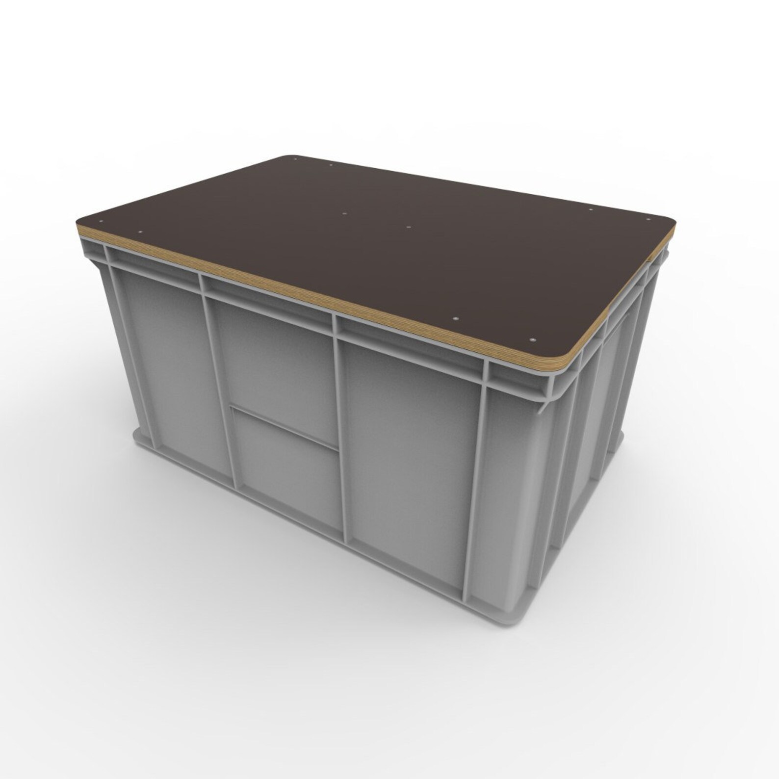 Eurobak 60 x 40 x 28,5 met scharnierdeksel en handvat (draaggreep, klapgreep) incl. gratis duimstok