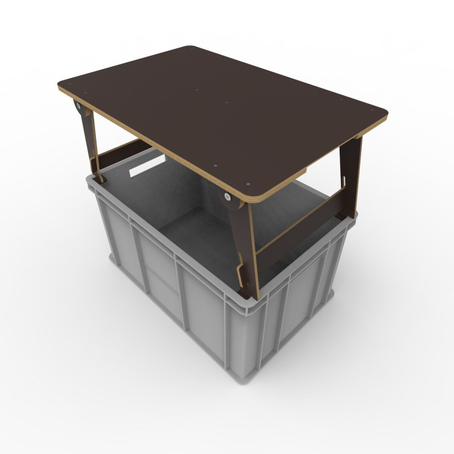 Auer Packaging Eurocontainer-Eurobox 60 x 40 x 43,5 cm met open handgrepen en scharnierdeksel incl. gratis duimstok