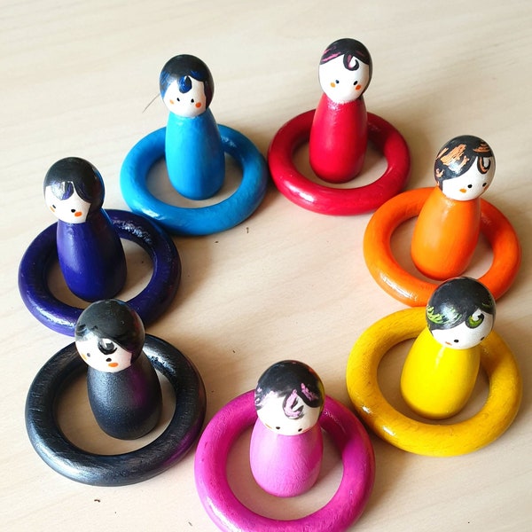 Rainbow & Ring pegdolls