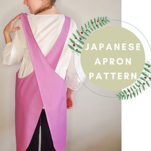 Cross Back Apron Sewing Pattern PDF Japanese Apron With Pockets Printable Pattern Instant Download, Pinafore Reversible No-ties Apron XS-5XL