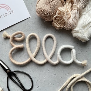Name lettering macrame, handmade & individual decoration // children's room decoration // house bed decoration