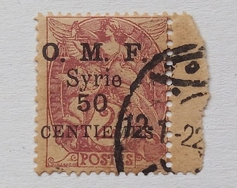 Antiguo O.M.F Siria 50 céntimos sello postal