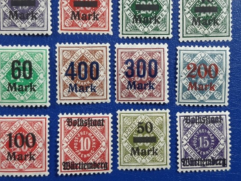 Porto Pflichtige Württemberg 1923 stamp set image 4