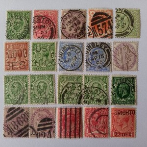 Conjunto de viejos sellos postales Reino Unido 20 piezas