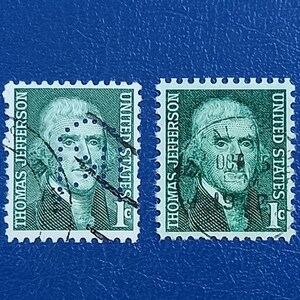 Sellos postales de Estados Unidos Tomas Jefferson 1 c Cambio de color 1968