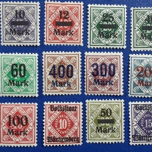 Porto Pflichtige Württemberg conjunto de sellos de 1923 imagen 8