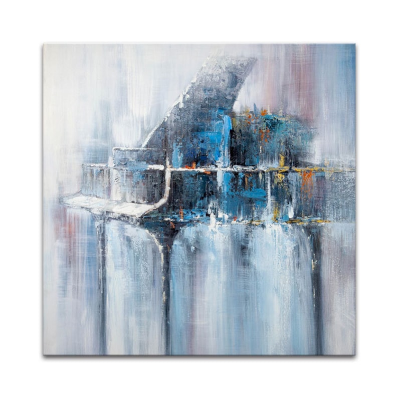 PIANO - Hand painted oil painting Modern Blue Abstract Home Deco PIANO - Hand painted oil painting Modern Blue Abstract Home Deco