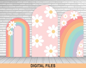 3 Panel Groovy Birthday/Baby Shower Arch Backdrop Set – Customizable – Hippie Vibe – 60s/70s Party – Digital Files