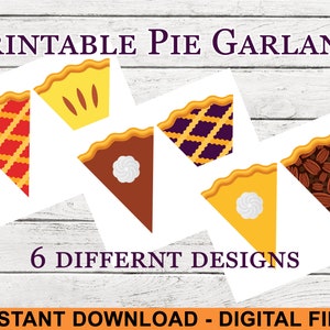 Printable Pie Garland Pie Banner Thanksgiving Decorations Fall Pies