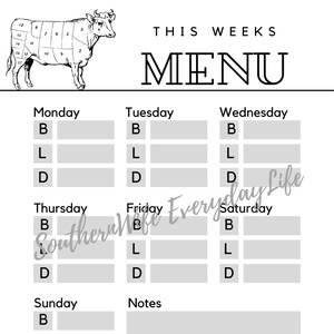 Farmhouse Meal Planner Set || Grocery List Sheet || Freezer Inventory Sheet