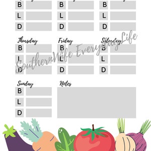 Vegetable Set Meal Planner Set || Grocery List Sheet || Freezer Inventory Sheet
