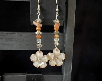Peach Flower Earrings