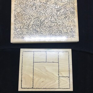 2 Rubber Stampin up Stamps  Square Pattern and Leaf Pattern