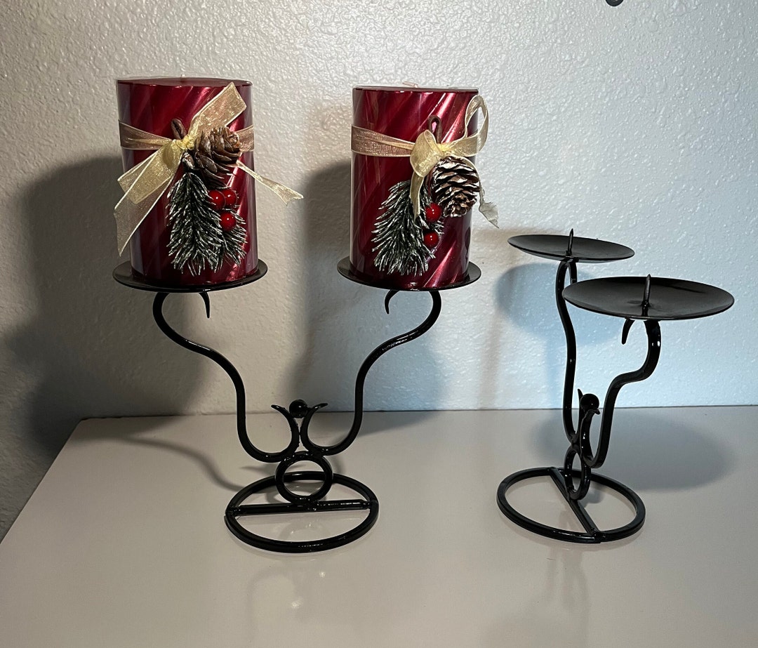 2 Metal Candle Holders - Etsy