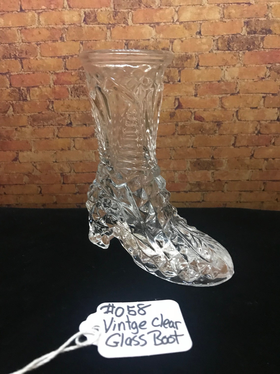 Miniature Crystal Glass Boot Vase Etsy