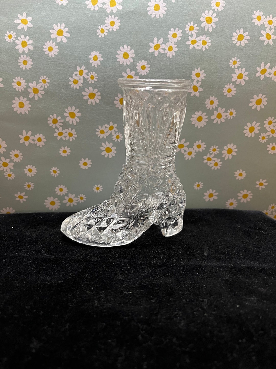 Miniature Crystal Glass Boot Vase Etsy