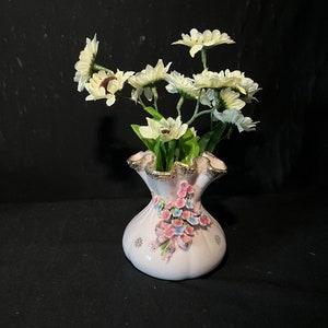 1950&#39;s Lefton China Pink Sinch Sack Vase