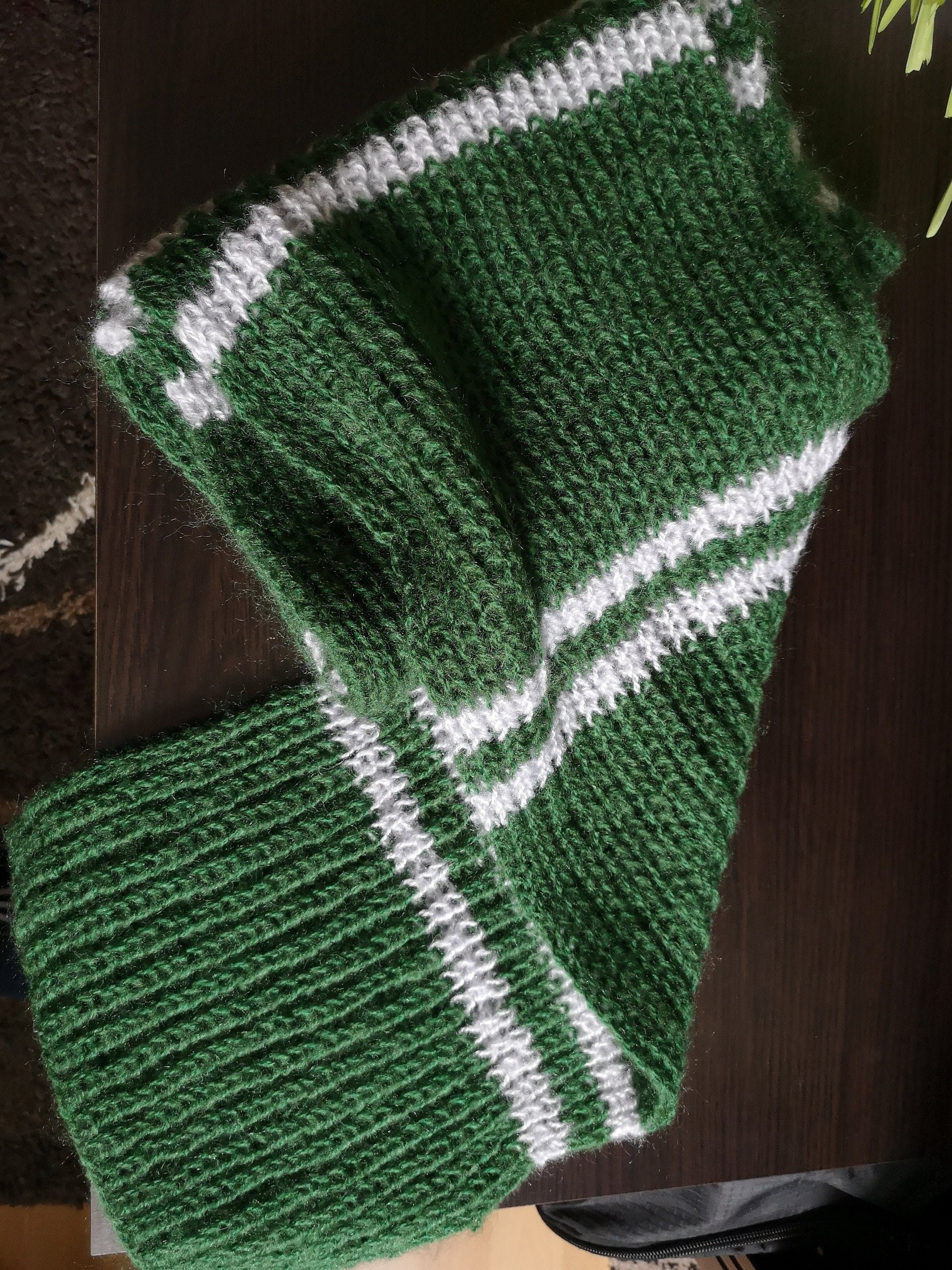 Hand knit Harry Potter inspired Slytherin scarf Etsy