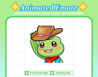Frog Cowboy Animated Emote : Froggy Hat off Salute Respect (Instant Download)
