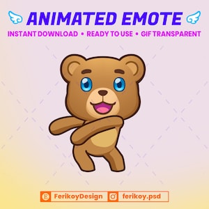 Cute Brown Bear Dance Animated Emote - Dancing Little Bear - for Twitch and Discord! (and more)