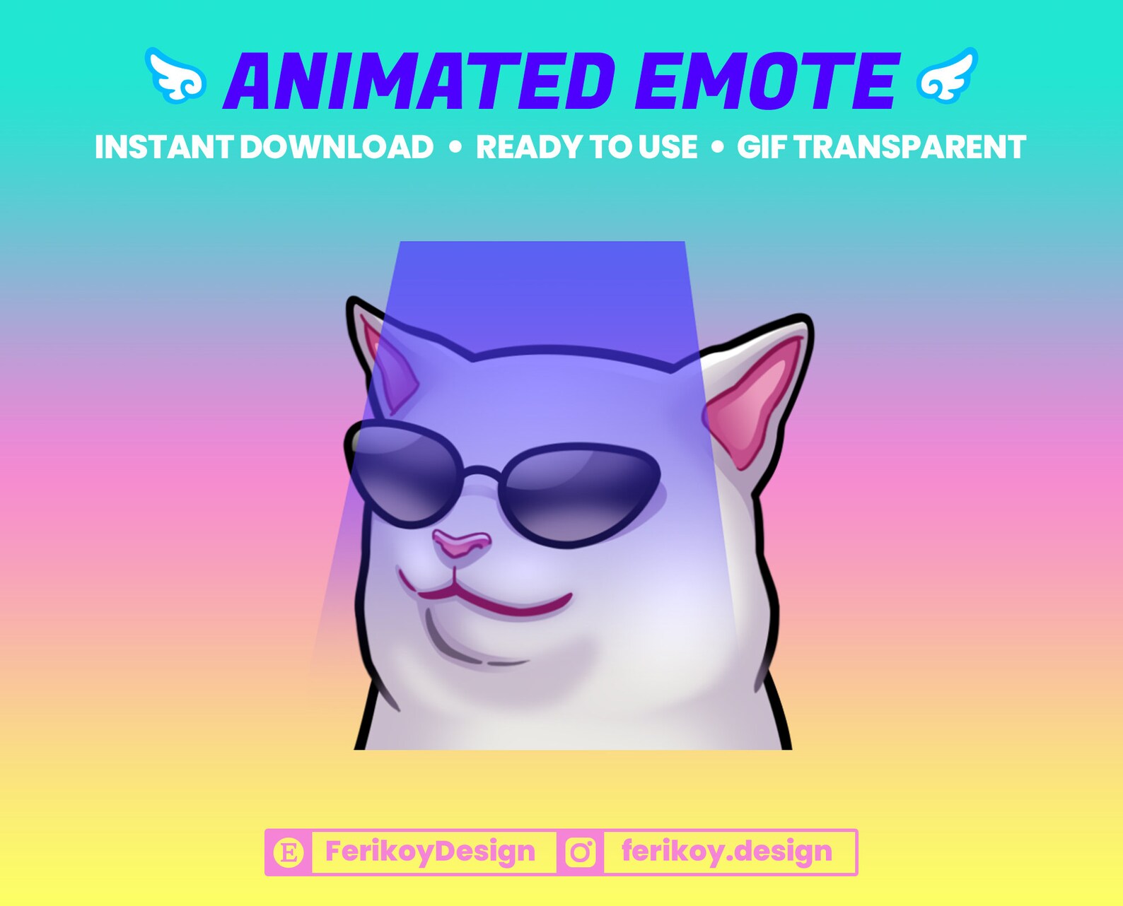 Cat Jam Animated Emote White Cat Dancing Party for Twitch Etsy UK