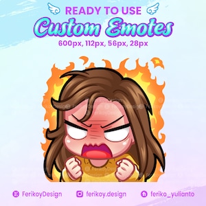 Stream Emotes - Angry Emote - Chibi Girl Brown Hair