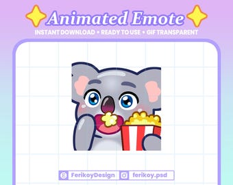 Koala Eating Popcorn Animated Emote : Koala Bear Watching