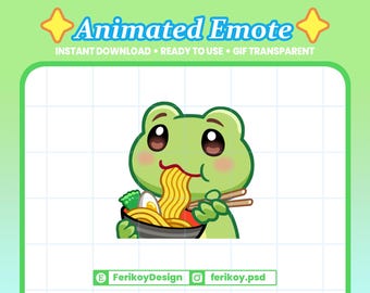Frog 2 Ramen Animated Emote : Frog Eating Noodle