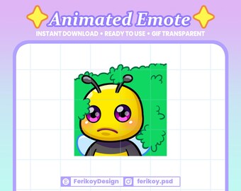 Bee Hiding Bushes Animated Emote : Hornet Wasp Hide