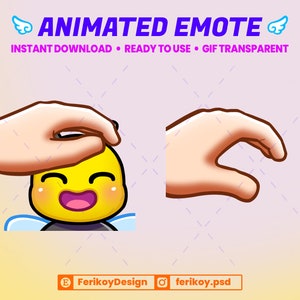 Könnte beinhalten: Animiertes GIF-Emote einer gelben Biene mit einem glücklichen Ausdruck, die von einer Hand gestreichelt wird. Die Hand wird in zwei Positionen gezeigt, einmal streichelt sie den Kopf der Biene und einmal streckt sie sich aus, um die Biene zu streicheln.