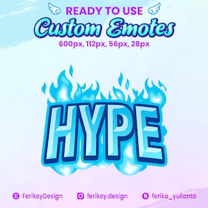 ストリームエモート - Hype Text Blue Fire | カスタムエモート | Twitch | Discord | Youtube | コミュニティ