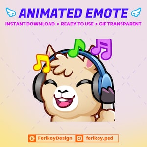 Cute Llama Jamming Animated Emote - Party Music Notes Ilama Alpaca for Twitch and Discord! (and more)