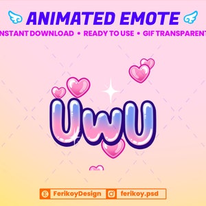 Uwu Emote - Cute UwU - Animated Emote - Sparkle - Heart | Animation | Discord | Twitch | Youtube