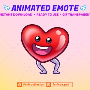 Dancing Red Heart Animated Emote - Moving Hearts Love - for Twitch and Discord! (and more)