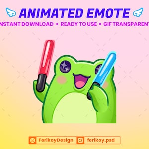 Rave schattige kikker geanimeerde emote - Cheer Dance - Glow Stick - voor Twitch en Discord! (en meer)