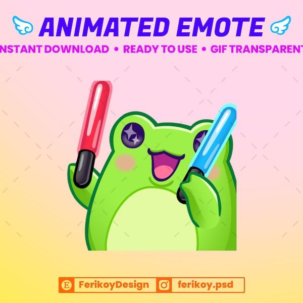 Rave Cute Frog Animated Emote - Cheer Dance - Glow Stick - for Twitch and Discord! (and more)