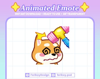 Shiba Inu Bonk Hammer Animated Emote : Dog Smash