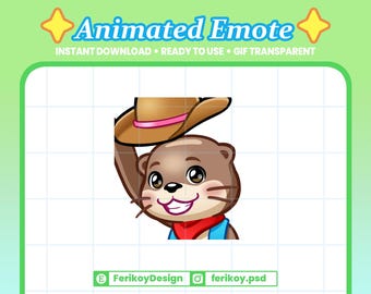 Otter Cowboy Animated Emote : Hat off Salute Respect (Instant Download)