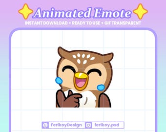 Owl Laugh Animated Emote : Night Bird Laughing Lol Smiling