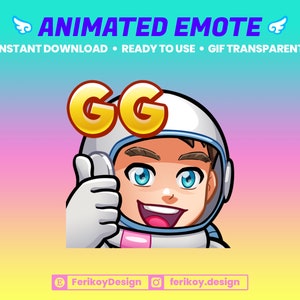 GG Astronaut Animated Emote - Good Game MVP - for Twitch and Discord! (and more)