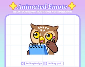 Noted Owl Animated Emote : Night Bird Writing Note