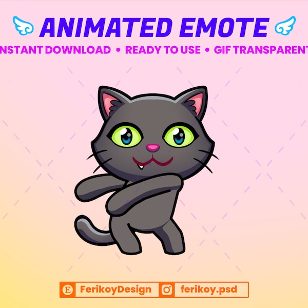 Niedliches Black Cat Dance Animiertes Emote - Tanzende Kitty Party - Schwarze Katze - für Twitch und Discord! (und mehr)