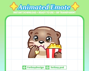 Otter Eating Popcorn Animated Emote : Beaver Watching