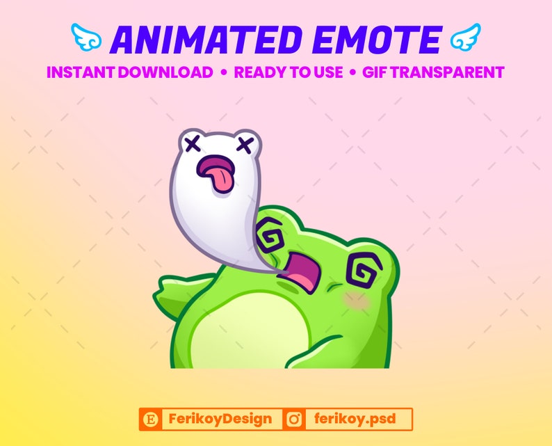 RIP Dead Cute Frog Animated Emote Kawaii Froggy Ghost for Twitch and