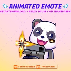 かわいいパンダの銃のアニメーション絵文字 - 銃のクールなパンダのクマの絵文字 - Twitch と Discord 用! (その他)