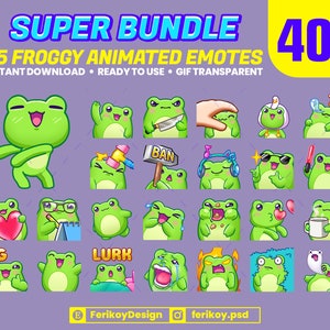 25x Froggy Animated Emotes - Super Bundle Animated Emotes - Froggy Mega Pack - for Twitch and Discord! (and more)