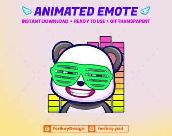 Animated Panda Emote: Colorful Music Twitch/Discord (GIF/JPG/PNG)