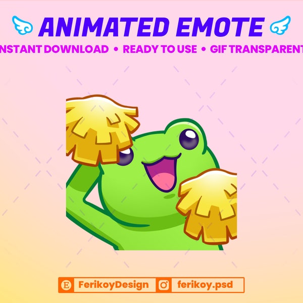 Cute Frog Cheering Animated Emote - Cheering Froggy - Fun Happy Excited Cheerful - for Twitch and Discord! (and more)